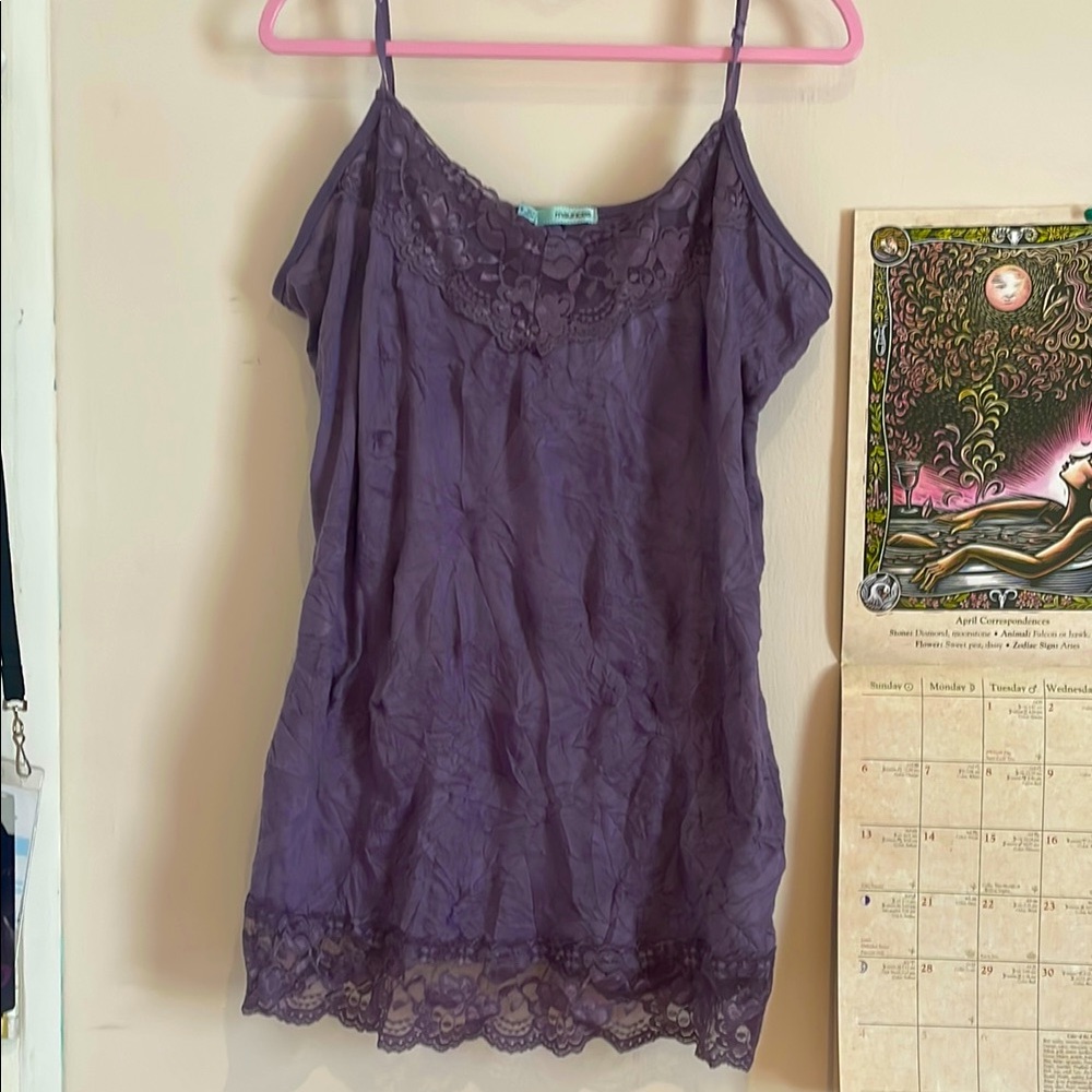 Purple Lace Trim Tank Top Whimsigoth